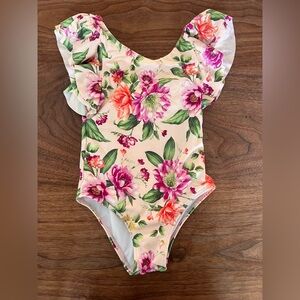 Janie and Jack Floral Ruffle Sleeve Swimsuit NWOT